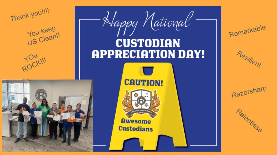 RobersonSpring's tweet image. Today, we celebrated our amazing custodial team 💛
Their hard work keeps RMS clean, welcoming & ready for learning every single day. From polished halls to shining classrooms—they make magic happen. Let’s give them the love they deserve! #ThankYou