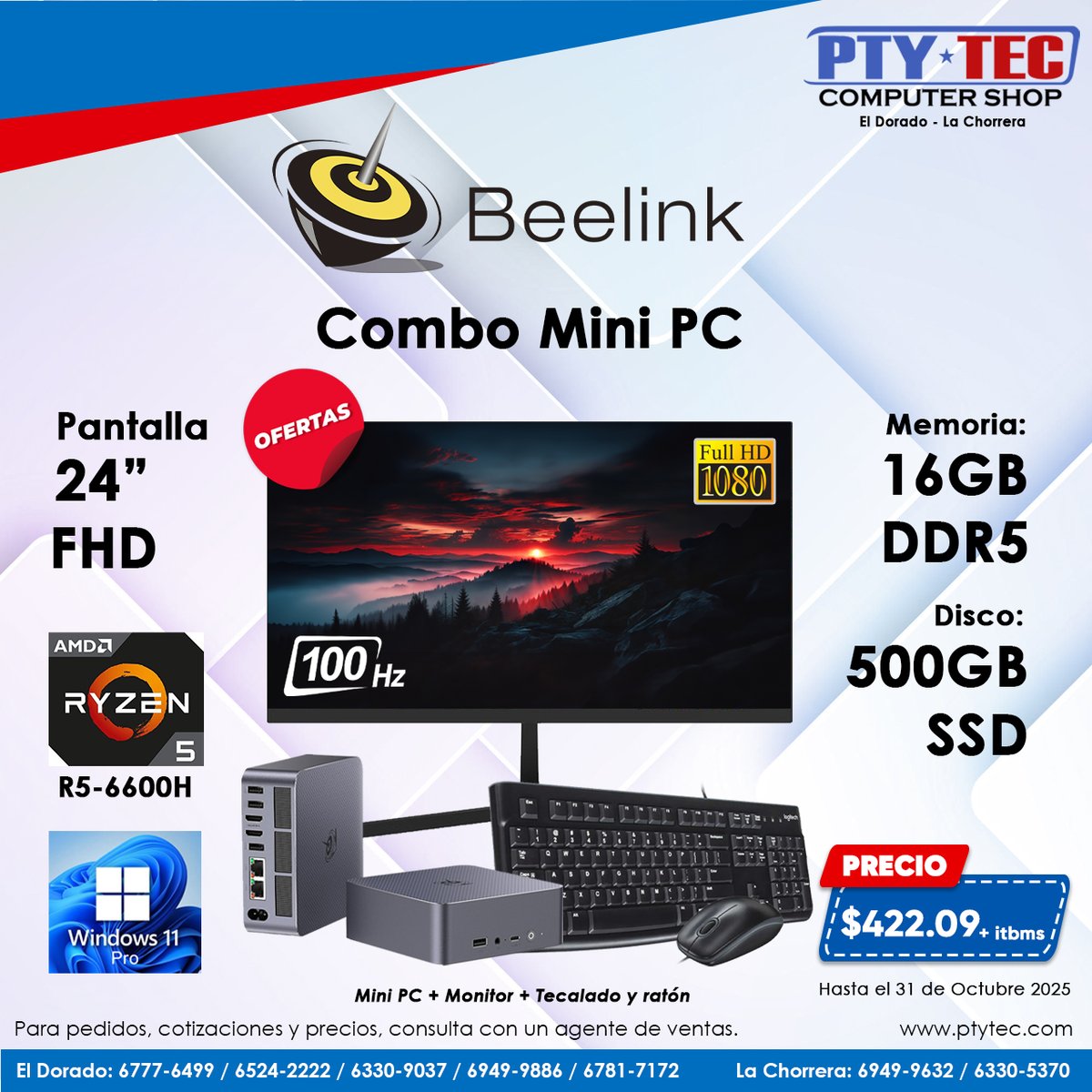 ptytec_computer's tweet image. Combo potente y compacto 💻 Mini PC Beelink Ryzen 5 + 16GB DDR5 + SSD 500GB + Monitor FHD 27&quot; 100Hz + teclado y ratón Logitech. Ideal para trabajo o estudio.

Oferta: ptytec.com/product/16247

#ptytecdorado #ptytecchorrera #Ptyteccomputershop #ptytec #SetupPro #Tech