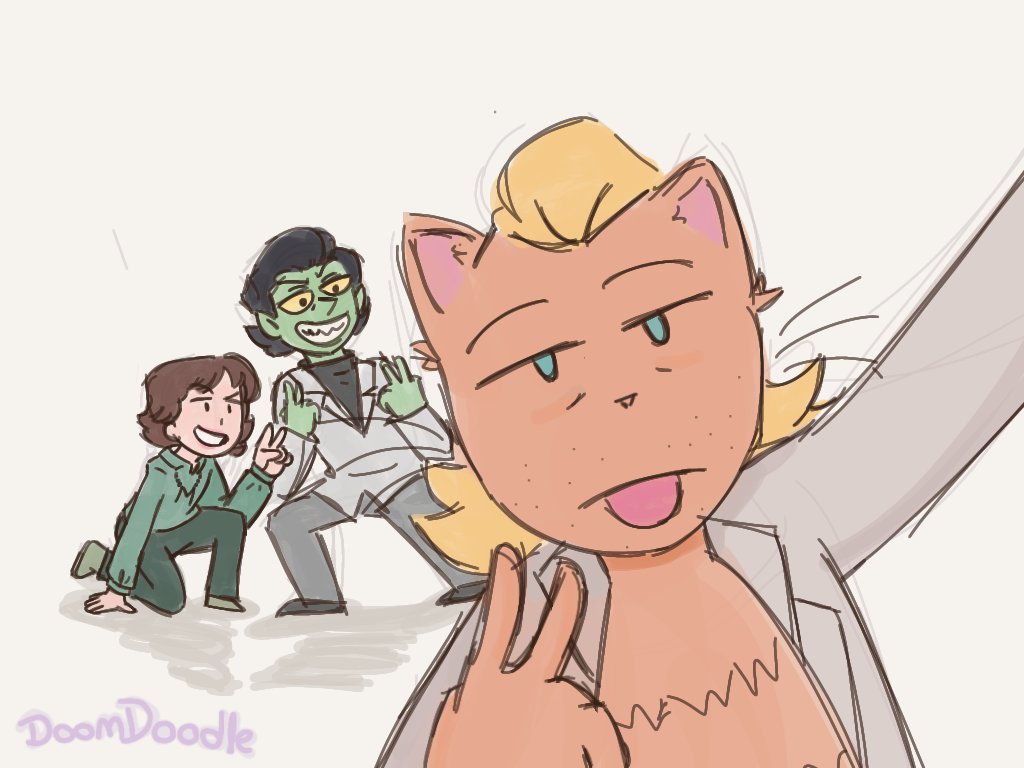 DoomDoomdoodle's tweet photo. Día 2 - Me gusta el Au de @AnaPi55a porque me encanta cuando los villanos tienen amigos o pareja, básicamente vida social y no se limitan a convivir con el secuaz tonto https://t.co/gTOSRLrj9d