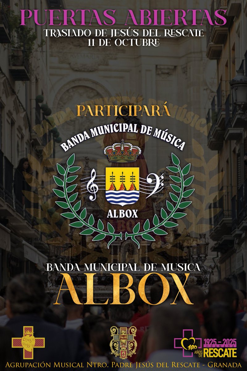 #PuertasAbiertas

Con enorme alegría queremos anunciar que componentes de la <a href="/AlboxBanda/">Banda Municipal de Música de Albox</a> participarán en la Jornada de Puertas Abiertas que tendrá lugar el próximo 11 de Octubre, enmarcada en el traslado de nuestro Sagrado Titular, Jesús del Rescate, a la Santa Iglesia Catedral.