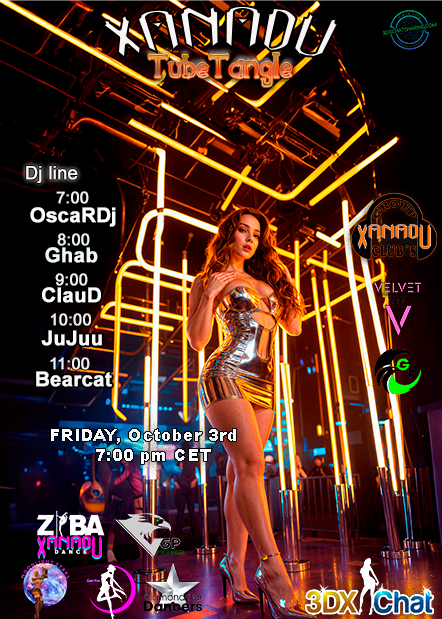 ⚡ XANADU TUBETANGLE by Xanadu Group. Neon on, tubes glowing, floor burning. Friday 7:00 pm CET in <a href="/3Dxchat/">3DXChat</a>. Come in and dance until the last drop. #Xanadu #TubeTangle #3DXChat #Party #Dance #House