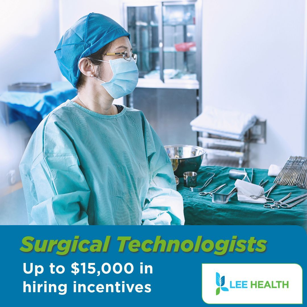 Now Hiring CVOR Surgical Technologists at HealthPark Medical Center!
💰 Offering $15,000 in Hiring Incentives!

👉 Apply now: bit.ly/LeeHealth_Surg…
☎️ Schedule a recruiter call: oli.vi/1E0ZP6y 

#CVOR #SurgicalTechnologist #CST #LeeHealth #NBSTSA