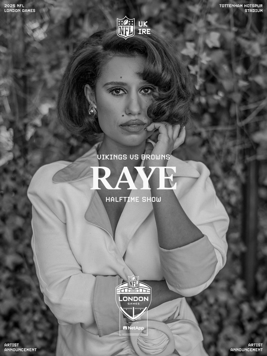 RAYE Officially Announced to Headline the Halftime Show at the NFL London Game on October 5, 2025