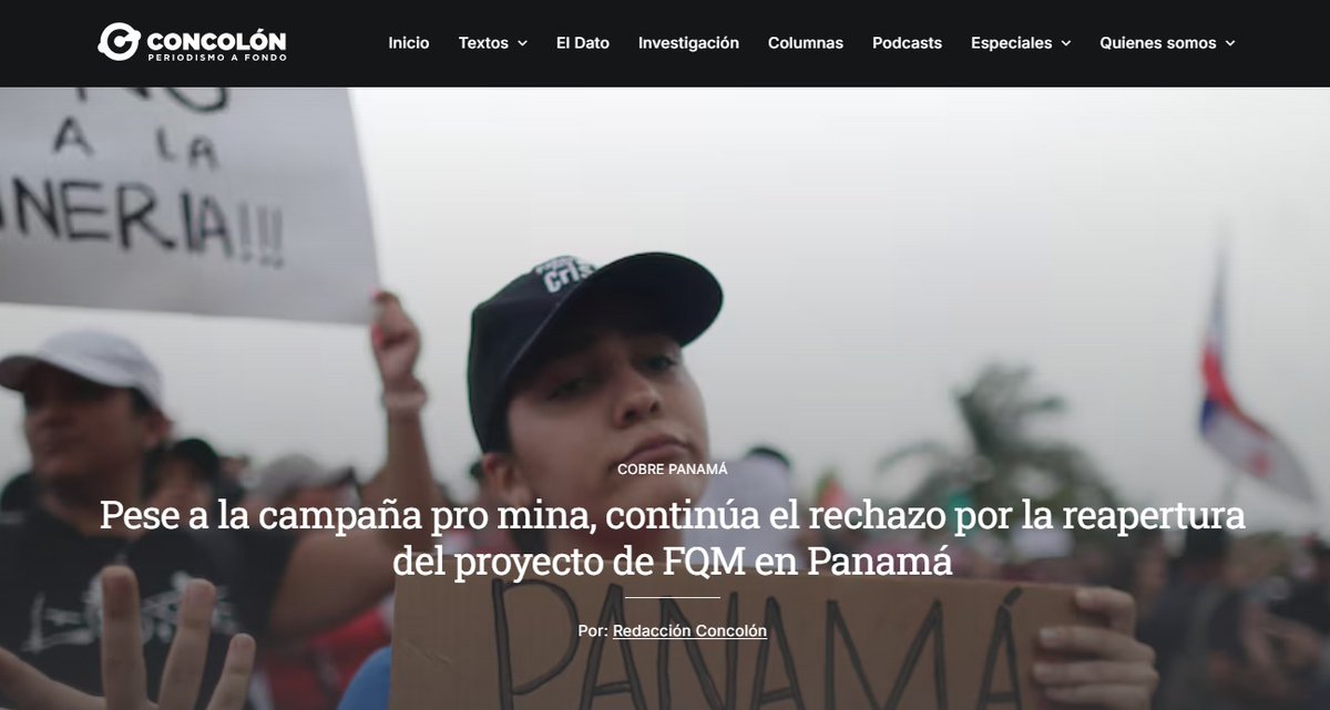El rechazo a la minería se mantiene en Panamá. Un país biodiversidad y húmedo como el nuestro se enfrenta ante los intereses del extractivismo minero.
Nuestra gente, los ecosistemas, el agua y la vida lo valen. 
Hoy y siempre #PanamáValeMásSinMinería revistaconcolon.com/el-dato/pese-a…