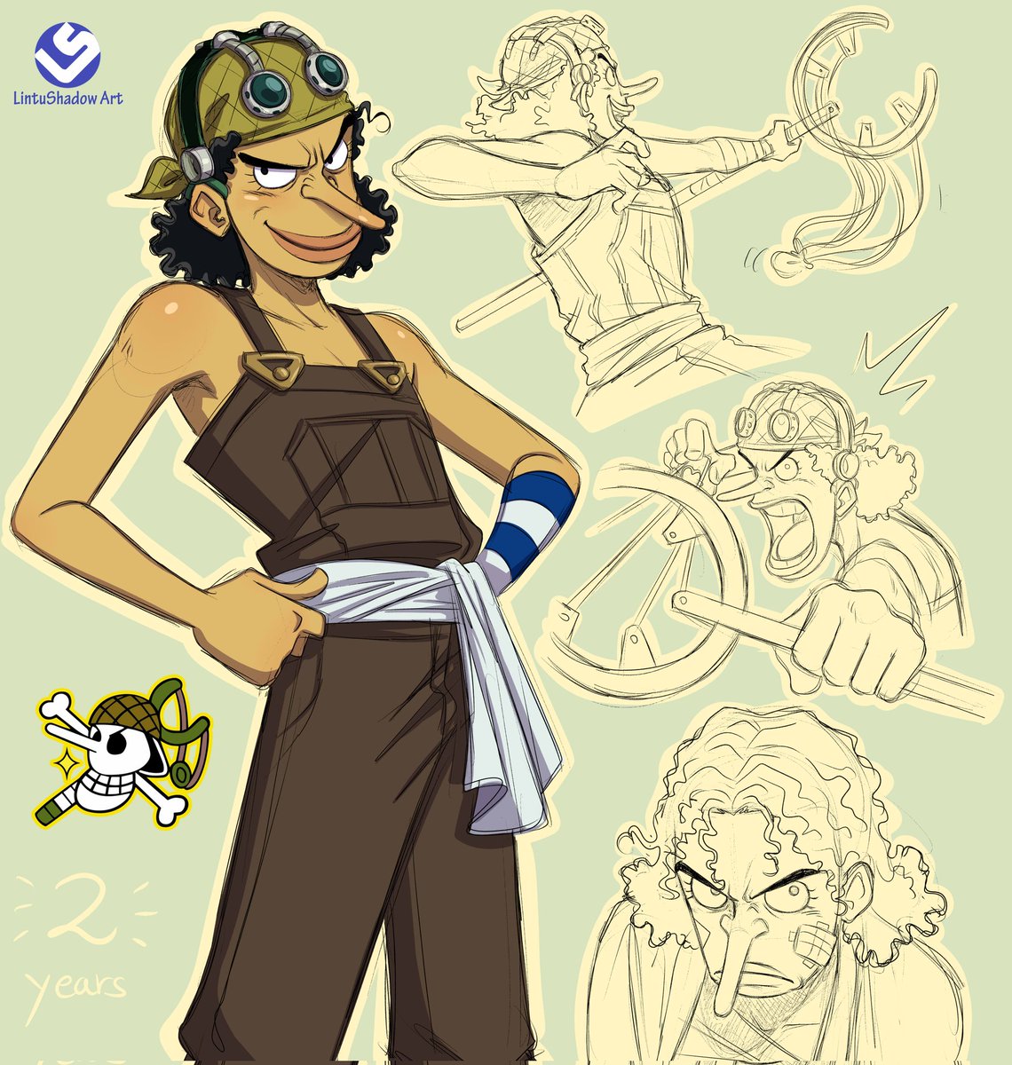 Two years since I started drawing Usopp, this is a redraw of the first drawing. 
#usopp #onepiece #Onepiecefanart