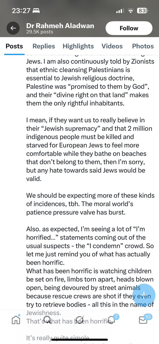 There‘s an NHS doctor who just a week ago escaped being suspended for her antisemitic tweets. Apparently her Nazi-like hatred was freedom of speech. 

All day she’s been retweeting people excusing the targeting of Jews going to synagogue. 

Is this free speech NHS style