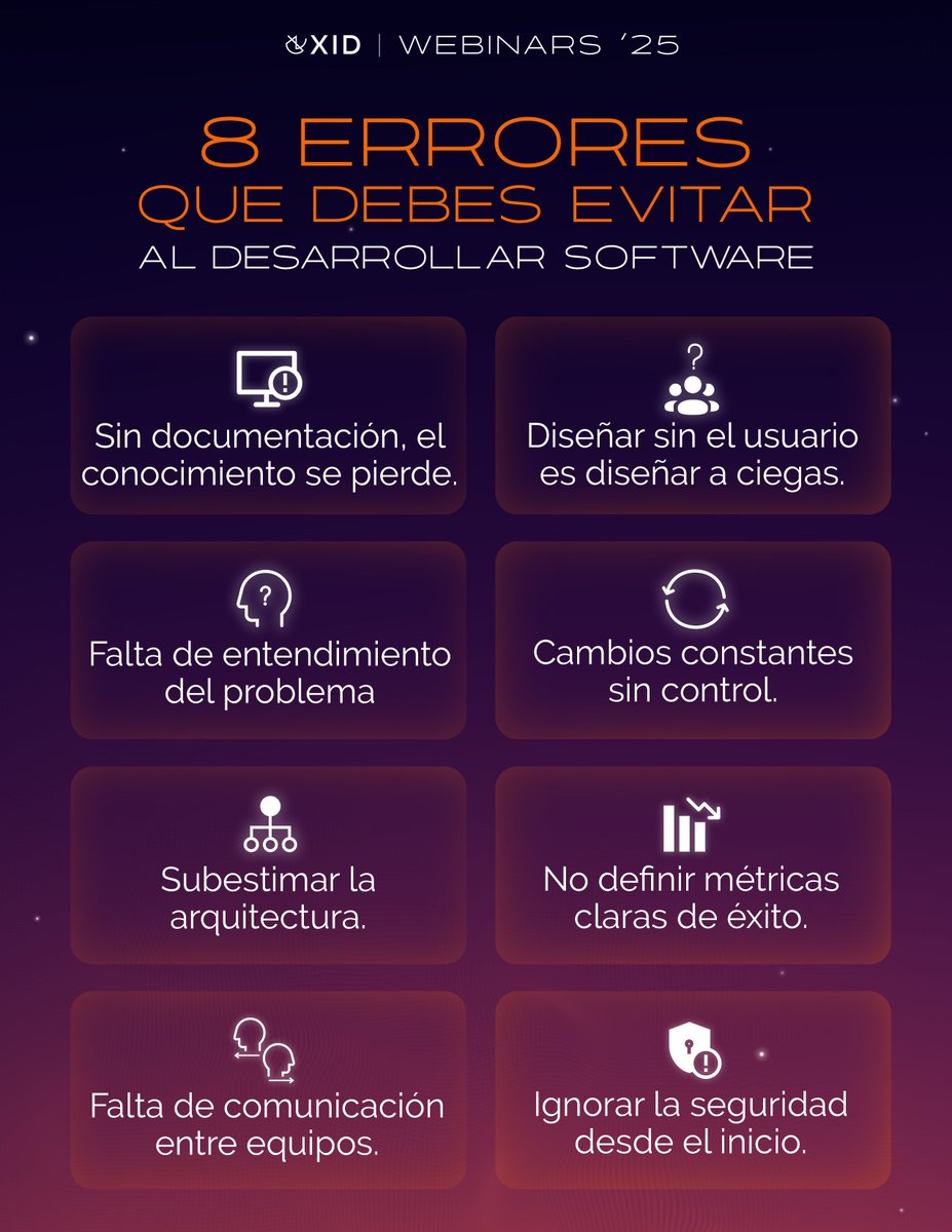 XID_DS's tweet photo. 🚨 Hay un error que se repite al momento de desarrollar software: La falta de documentación. 
🎯 En nuestro siguiente webinar descubrirás por qué este error afecta la eficiencia, escalabilidad, presupuesto y cómo solucionarlo. ¡Próximamente!
#SoftwareEngineering https://t.co/MfRSNV9l0E