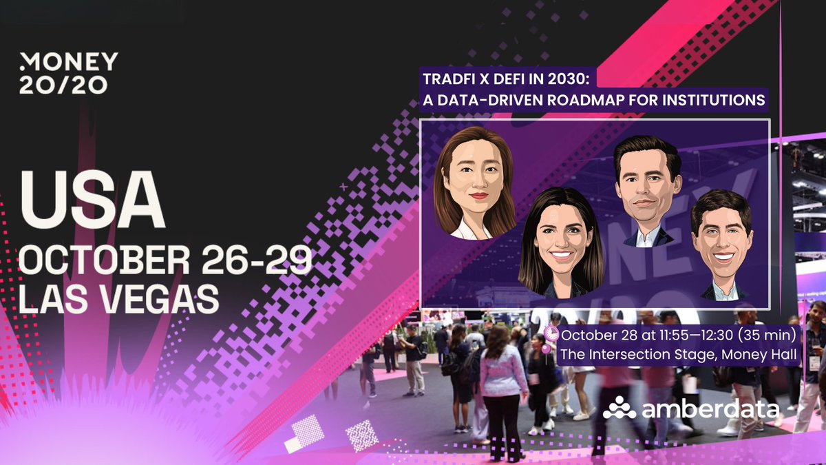 Amberdataio's tweet image. Our Co-Founder, Tongtong @Gongt2, is speaking at #Money2020 Las Vegas! 🌠

📌Panel: TradFi x DeFi in 2030: A Data-Driven Roadmap for Institutions

See how onchain intelligence, AI, stablecoins &amp;amp; real-world assets are reshaping finance today, building the foundation for tomorrow.