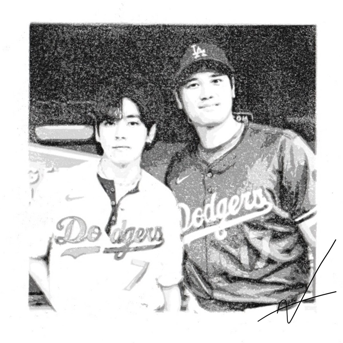 今日の消しゴムはんこの版画

Shohei Ohtani &amp; BTS V
大谷翔平&amp;テテ

2025.8.26 LA Dodgers 

#ladodgers #ShoheiOhtani #大谷翔平 
#V #taehyung 
#btsfanart #消しゴムはんこ #版画 
#eraserstamp #지우개스탬프