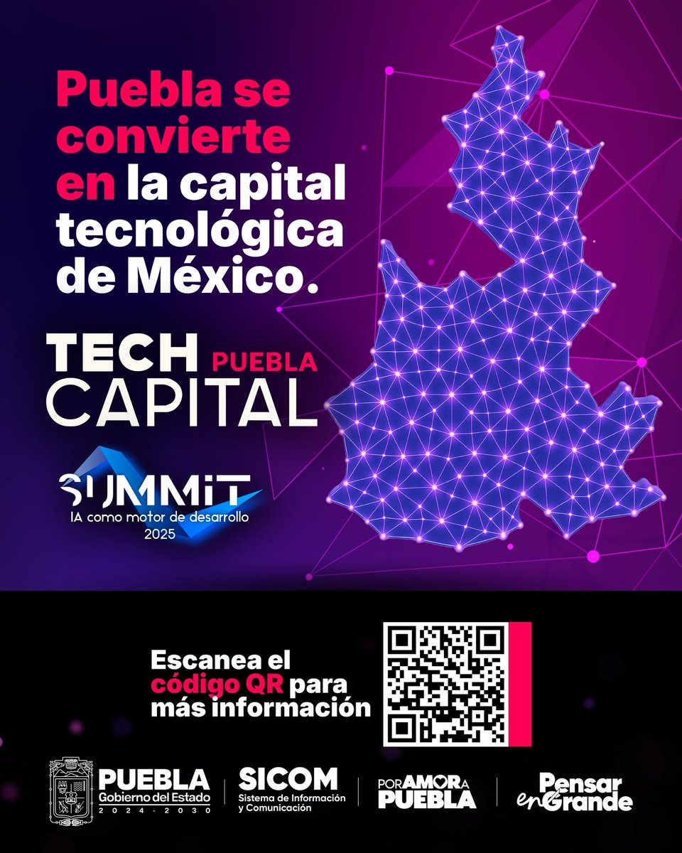 SICOMPue's tweet image. 🌐 Súmate al evento tecnológico más grande de México: #TechCapital Puebla Summit 2025. 🤖

💻 Más de 60 speakers internacionales, networking, talleres y conferencias de IA e innovación. 👩🏽‍💻

📅 15-17 octubre | @CExpositorPue 

🔴 ¡Evento gratuito!
Registro: techcapitalpuebla.com…
