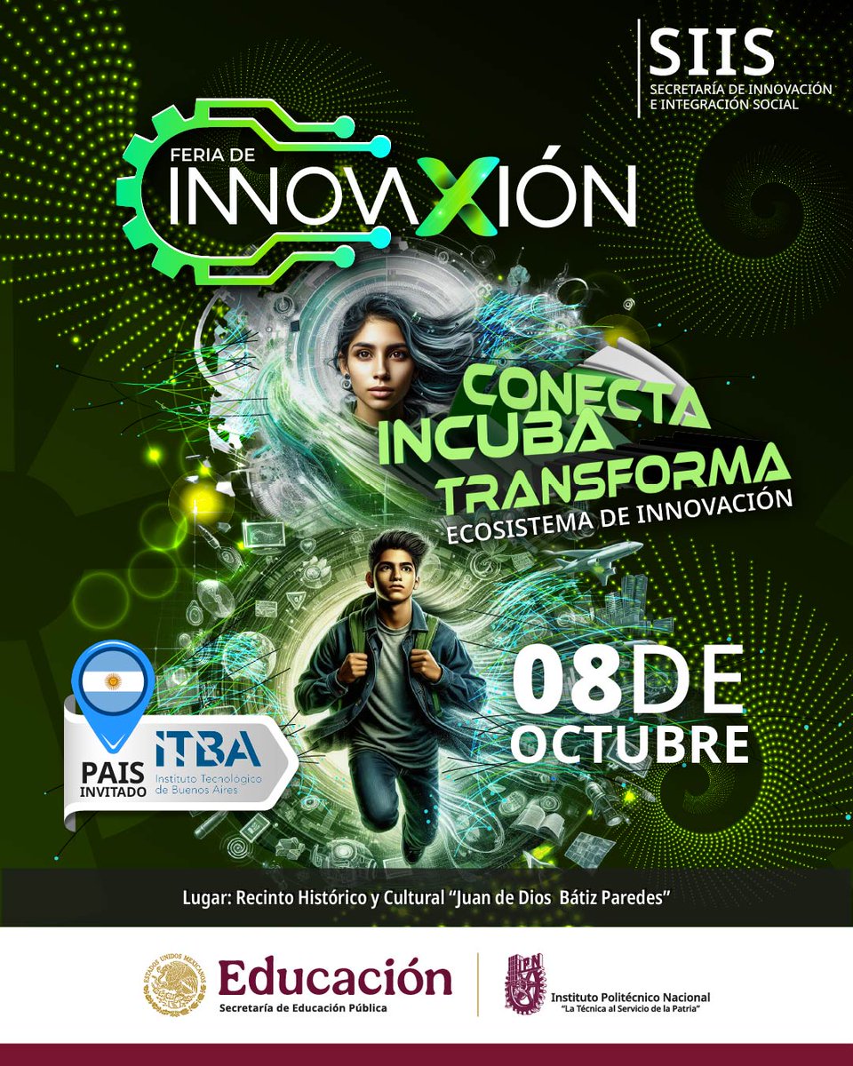 🚀 ¡Innovaxión 2025 llega el 8 de octubre!
🇦🇷 Argentina como país invitado + <a href="/ITBA/">ITBA</a>
💼 Para empresas: acceso a ciencia, Ideathon, conferencias y networking estratégico.
📍 Casco de Santo Tomás, <a href="/IPN_Decanato/">IPNDecanato</a>

🔗 Regístrate YA → ipn.mx/siis/innovaxio…

#SIISIPN #Innovaxión2025