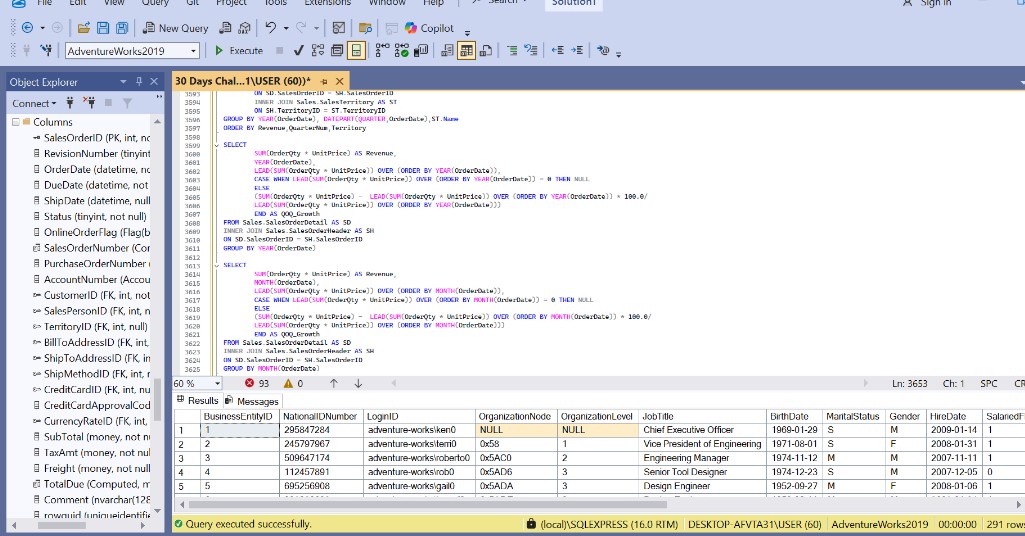 Rofeeah_Tijani's tweet image. 🚀 Day 28 of my #30DaysSQLChallenge – Analytics SQL: Time Series Analysis
Time series analysis isn’t just for data science tools like Python or R — you can do a lot directly in SQL! I’ve practiced different SQL techniques that help uncover trends and insights over time.