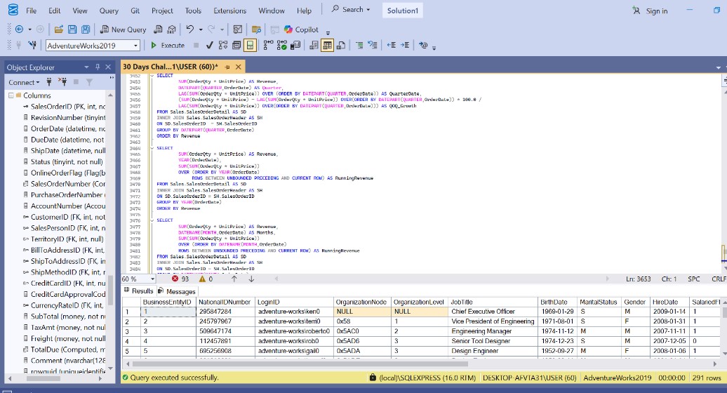 Rofeeah_Tijani's tweet image. 🚀 Day 28 of my #30DaysSQLChallenge – Analytics SQL: Time Series Analysis
Time series analysis isn’t just for data science tools like Python or R — you can do a lot directly in SQL! I’ve practiced different SQL techniques that help uncover trends and insights over time.