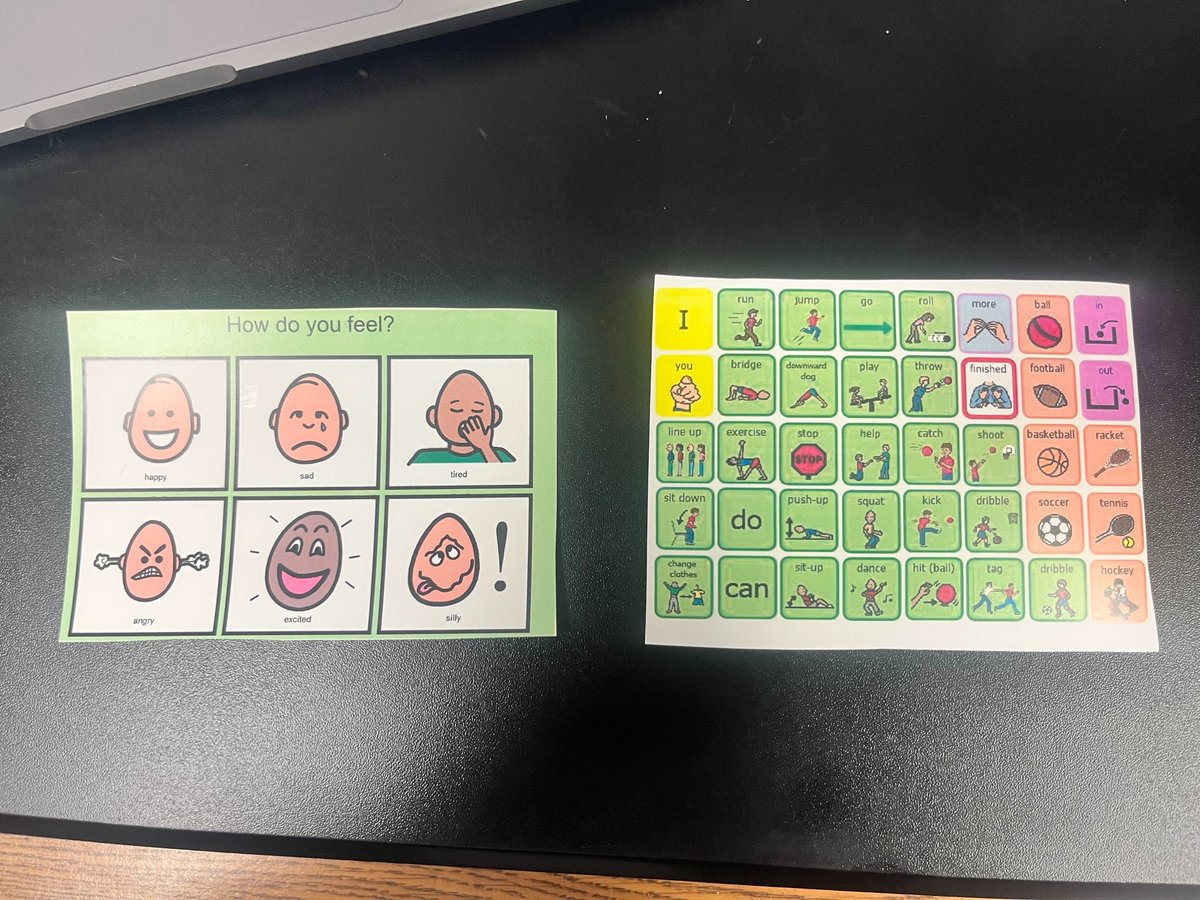 Playing around with visuals that can fit in my pocket. How are they feeling on one side and a PE version of a core 40 board that I worked on with an SLP. It is double sided and on terra slate paper which is waterproof and can't be ripped. I think I'll do more visuals this size