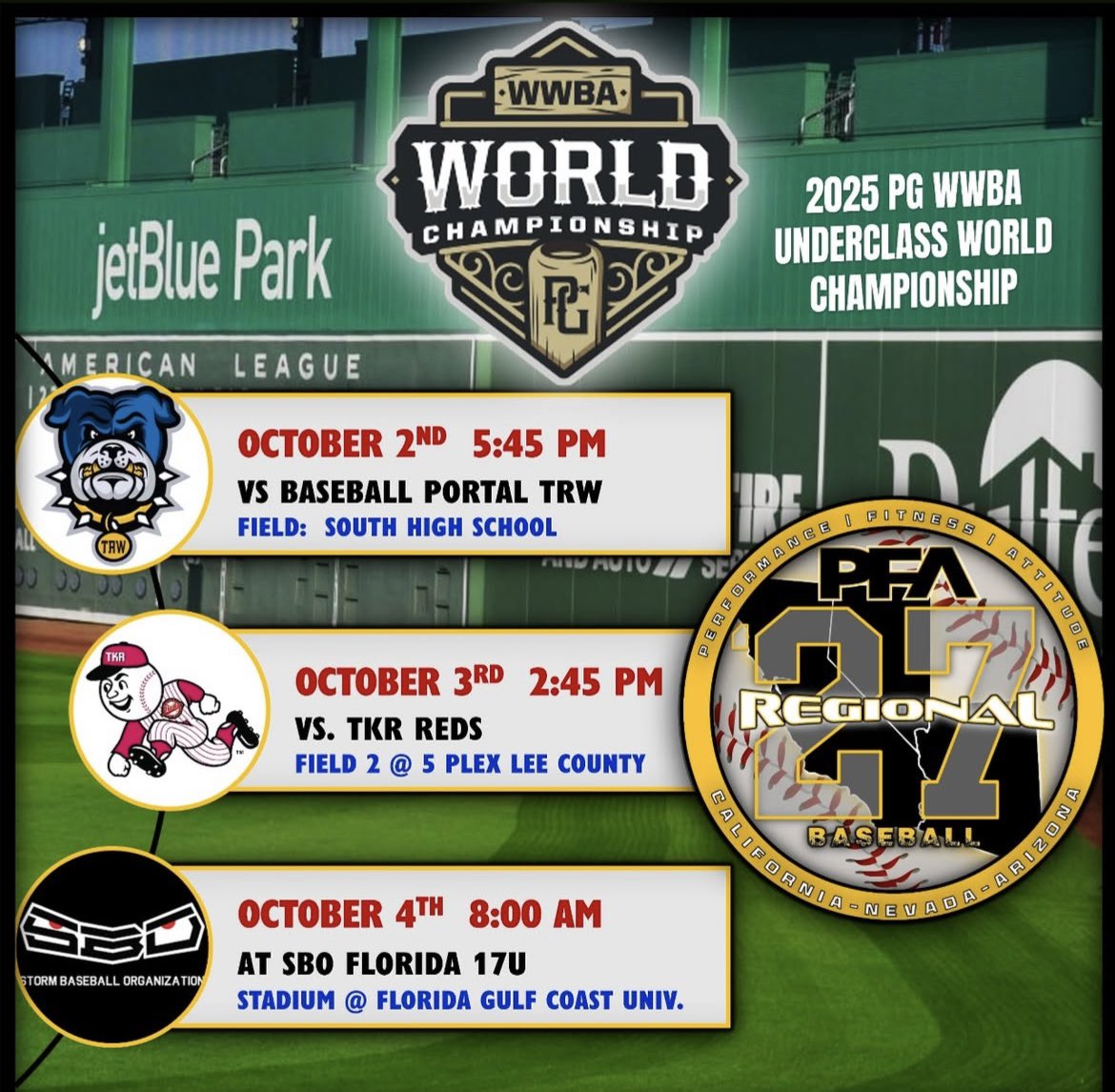 PFA Regional’27 schedule for #WWBAUnderclass Championship in FL.
<a href="/CaliforniaPFA/">PFA_California 🖤💛</a> <a href="/AZPFABASEBALL/">PFABASEBALLAZ</a>