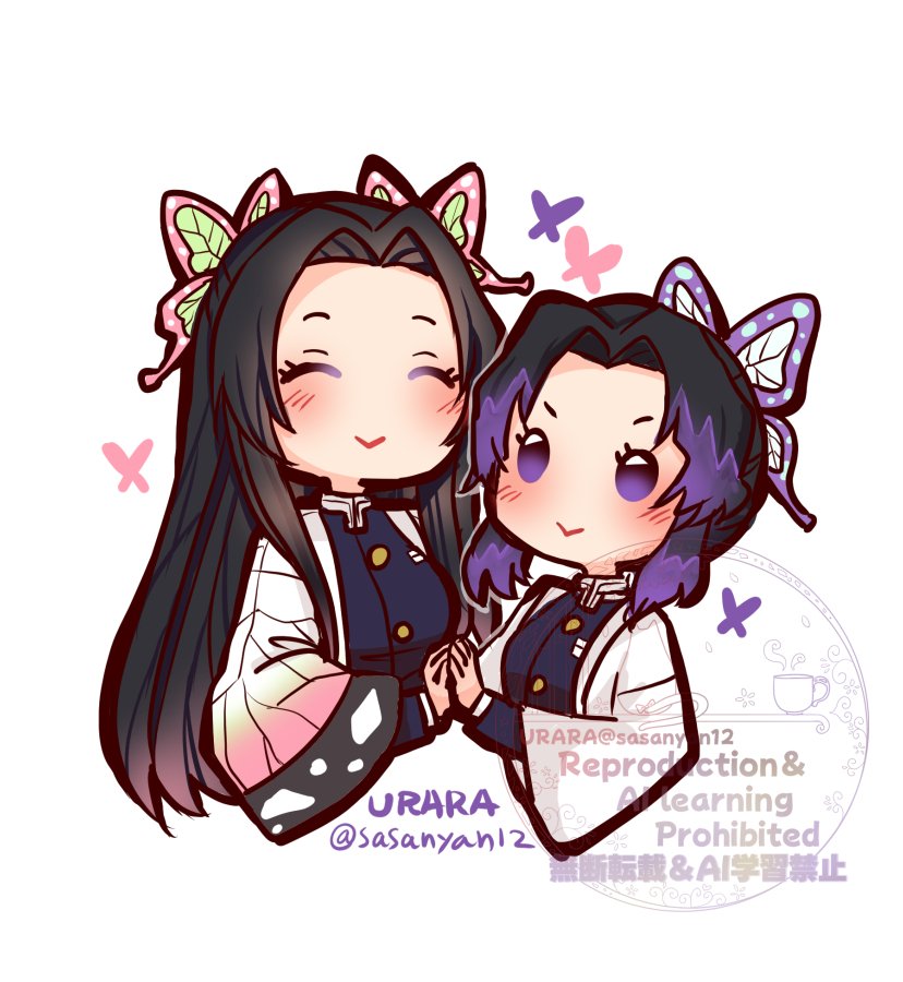 鬼滅の刃の胡蝶姉妹 姉さん大好きしのぶ可愛い可愛いね🥰 #カエしの
