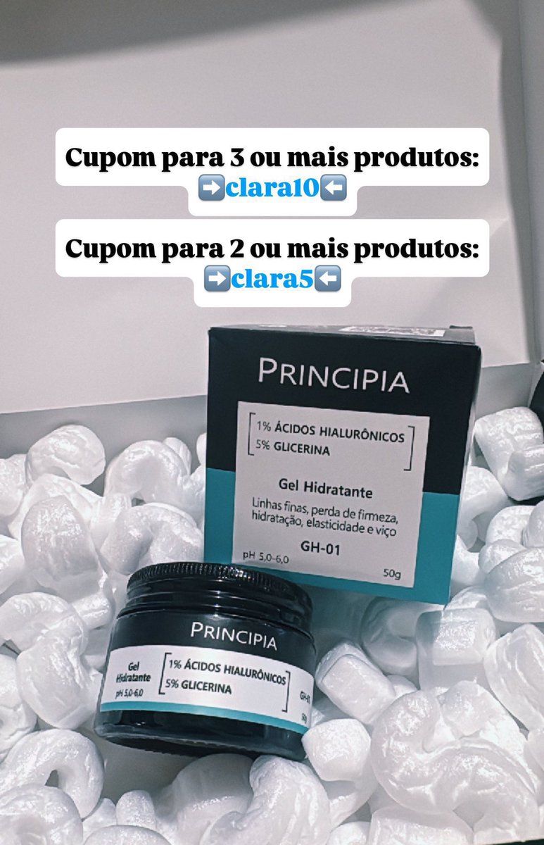 CUPOM PARA PRINCIPIA 

Cupom para kits com 3 ou mais produtos: ✨clara10✨

Cupom para kits com 2 ou mais produtos: ✨clara5✨

usem muitooo <3