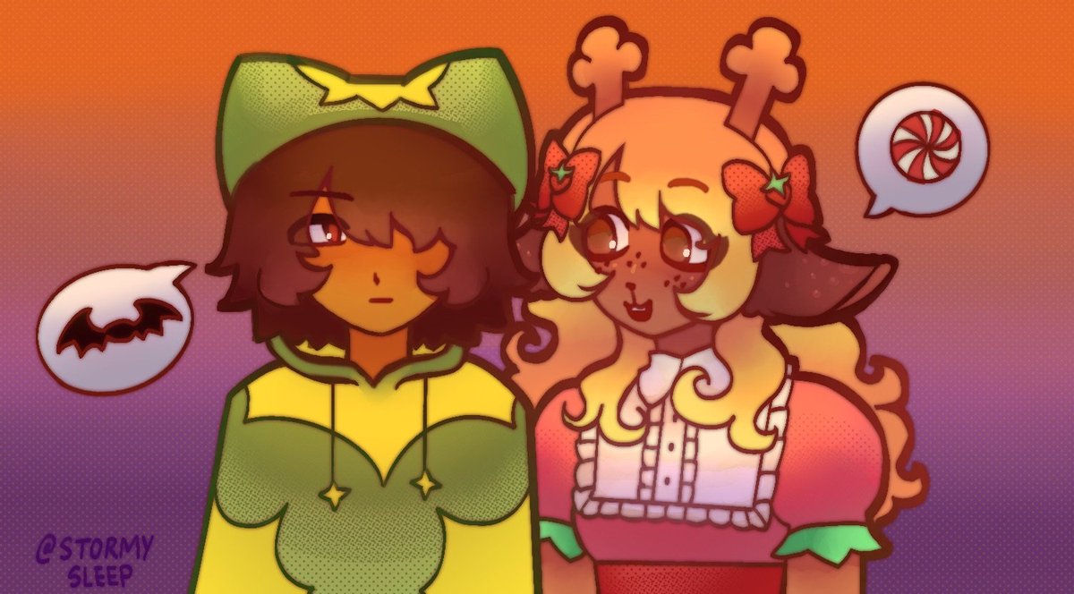 stormysleep's tweet photo. Kris and Noelle as Starfruit and Strawberry #deltarune #berrywitched https://t.co/X5rMZaqp6T