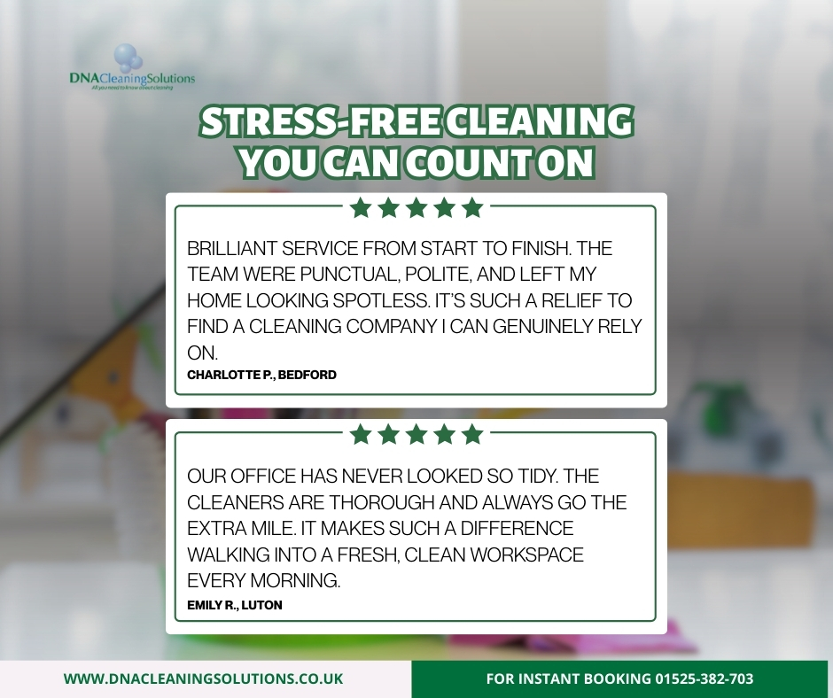 dna_clean's tweet photo. At DNA Cleaning Solutions, we’re proud to deliver spotless results and healthier spaces every time. Here’s what one happy customer had to share about their experience.

Book instantly at 01525-382-703 or visit https://t.co/ARjXM5PBzq https://t.co/g4oQ349CnE