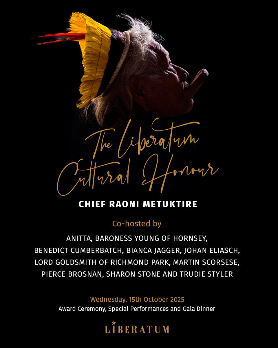 LiberatumGlobal's tweet photo. Liberatum Cultural Honour 2025 - Chief Raoni in London https://t.co/XMxmyTtlfQ