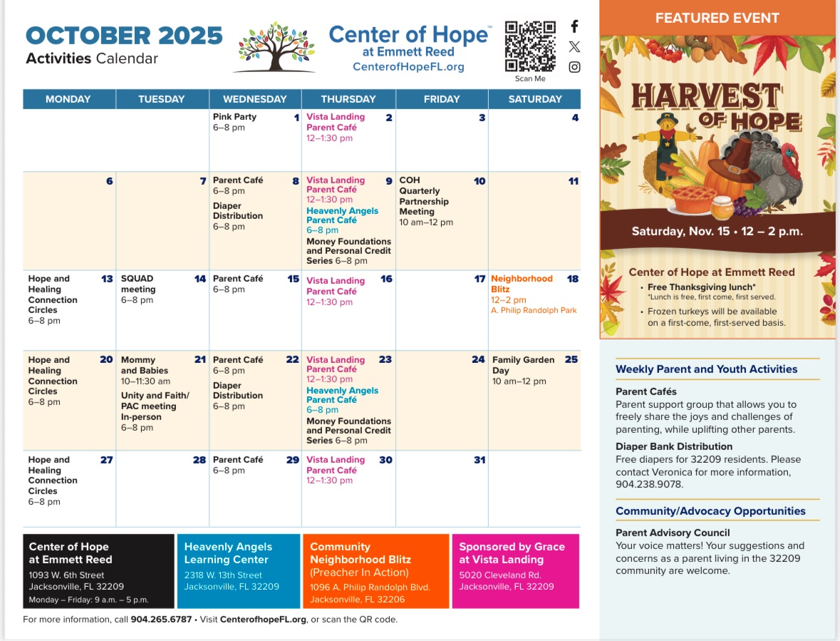 Center of Hope October 2025 Calendar of Activities