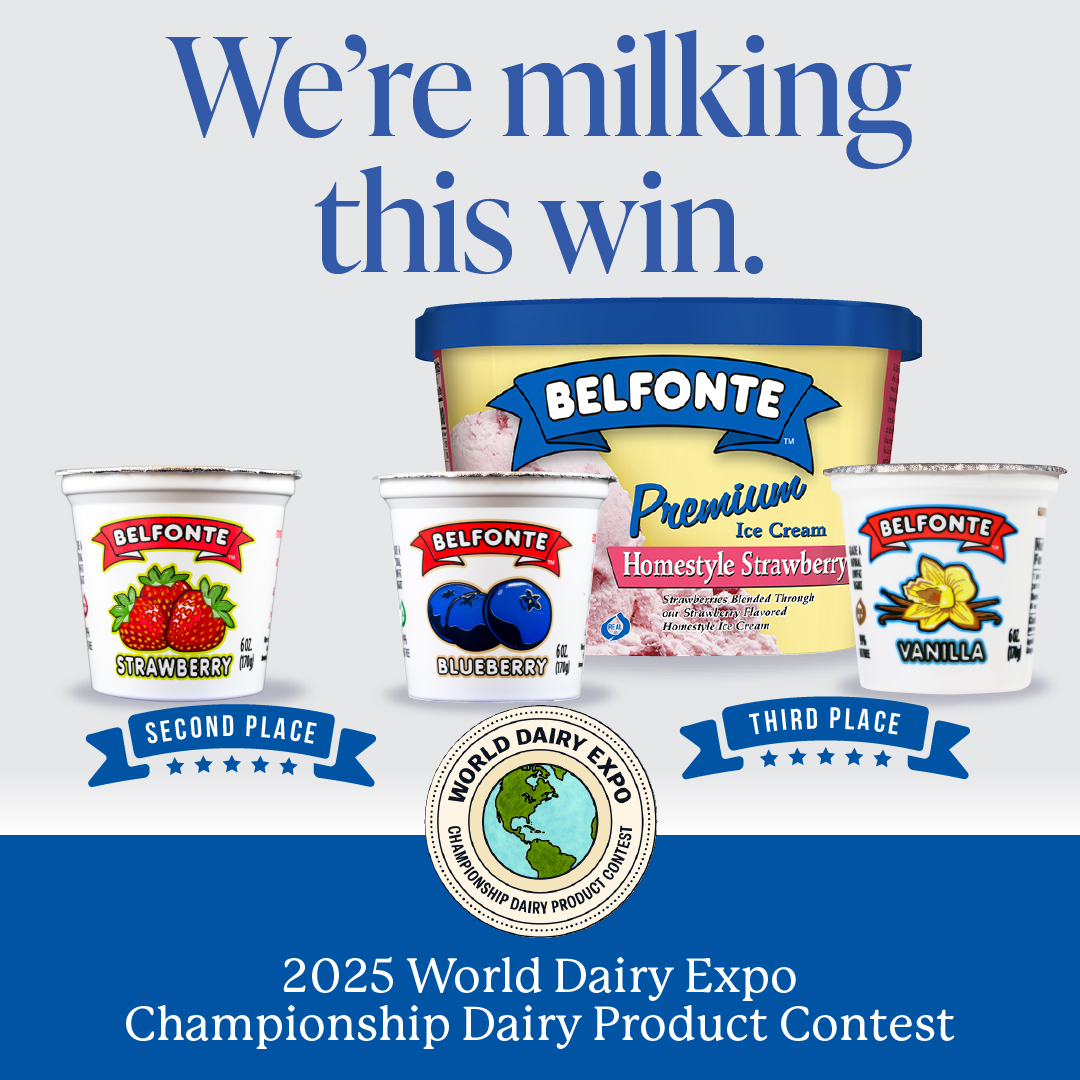 🥛 We’re milking this win! Belfonte Dairy earned top honors at the 2025 World Dairy Expo with awards in both yogurt and ice cream. A big thank-you to our farm families, team members, and loyal fans who make every scoop and spoonful possible!🍦💙