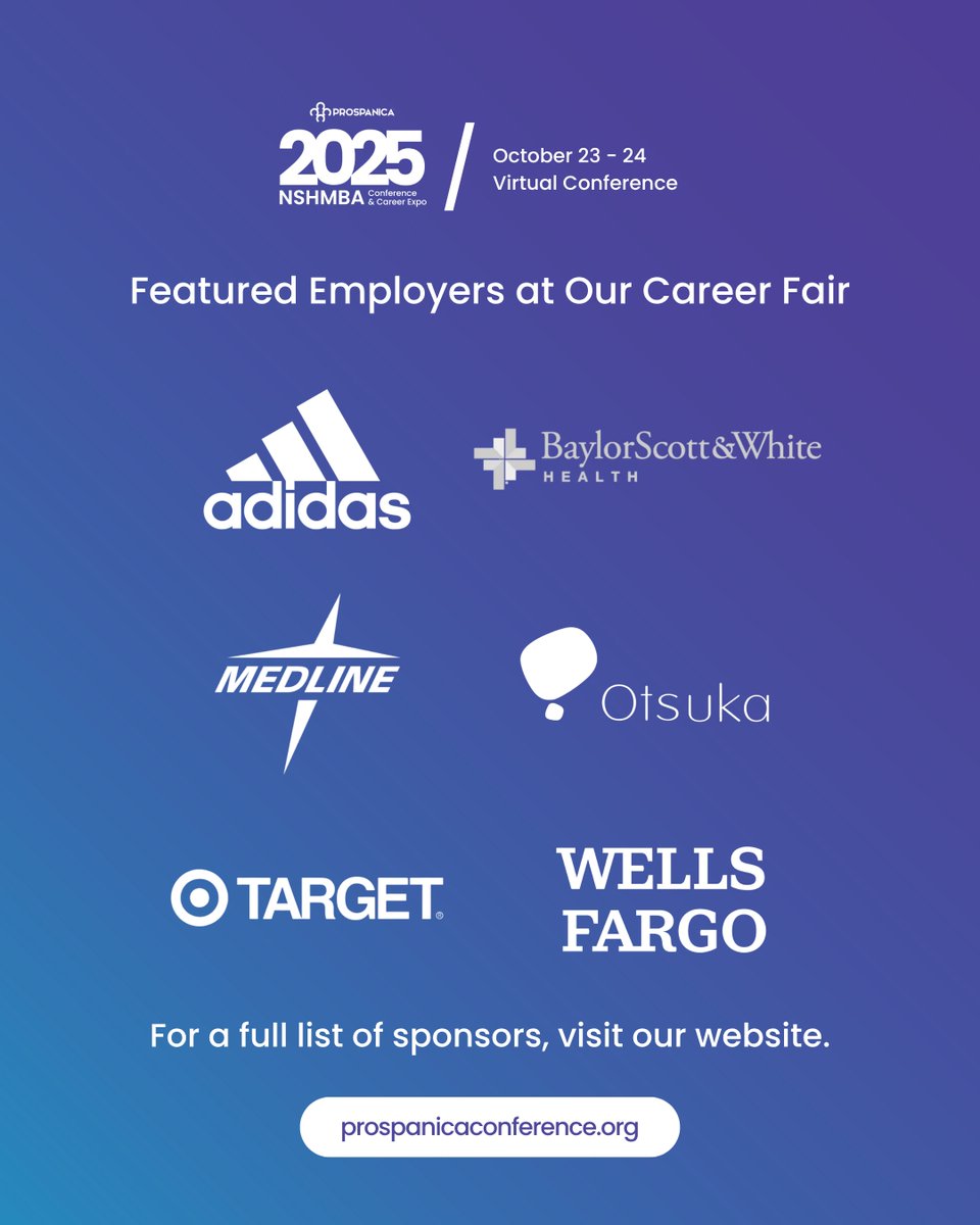 Prospanica's tweet image. Discover your next career opportunity at the Prospanica National 2025 Prospanica Conference &amp;amp; Career Fair! Our Featured Employers will be hosting 💻 virtual booths where you can connect directly with recruiters and explore open roles.

Featured Employers:
✨ @adidas 
✨…