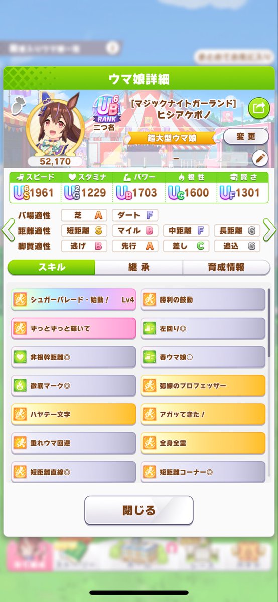 ボーノ初育成でめちゃ伸びたw
(なお会長🍊)
競技場使ってみたけど半端ないね強さw