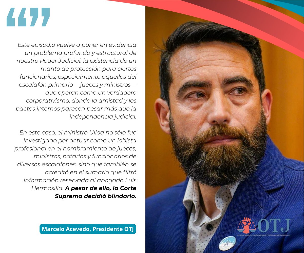 Columna de opinión de nuestro Presidente OTJ <a href="/Marceloandresav/">Marcelo Acevedo</a>, publicada en <a href="/ContrapoderCH/">Contrapoderchile</a> 

#Ulloa
#AntonioUlloa
#Hermosilla
#CorteSuprema
#PoderJudicial

“Aún quedan santos en la Corte”: La trama para salvar al ministro Antonio Ulloa - vía ContrapoderChile.cl