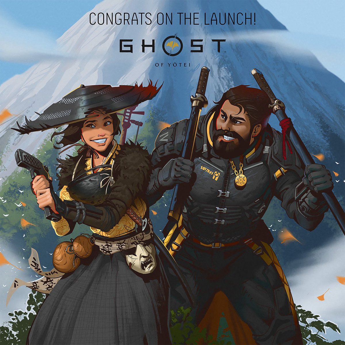 Genki_JPN's tweet photo. PlayStation Studios celebrate the release of Ghost of Yotei with these special artworks!

- Naughty Dog
- Sony Santa Monica
- Guerrilla Games
- Housemarque https://t.co/yAkpcbMUB2