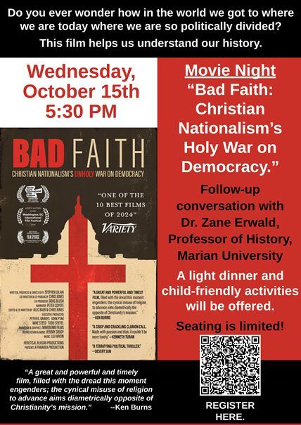 IndyMultifaith's tweet photo. Trinity Church is hosting a screening of the documentary "Bad Faith" on Wednesday evening, October 15th, from 5:30 to 8 PM.
https://t.co/uaL0qdSkP4
#DocumentaryScreening #HistoricalInsight https://t.co/C3Cxz89hns