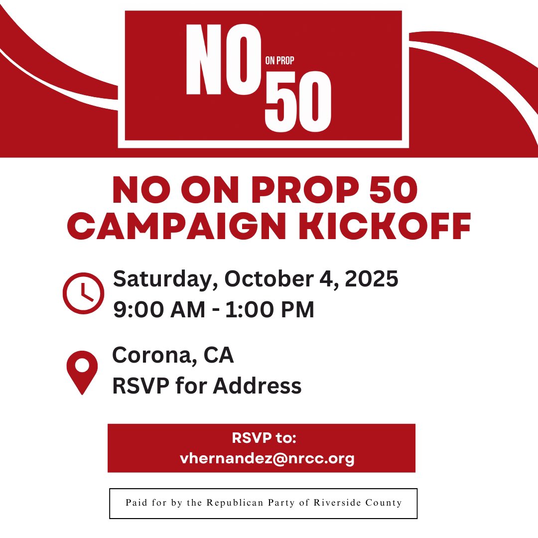 TeamCalvert's tweet image. Ballots are being mailed next week! Join us this Saturday to spread the word about why Californians must vote NO on Prop 50 to protect independent citizen redistricting and stop Sacramento politicians from taking power away from citizens.