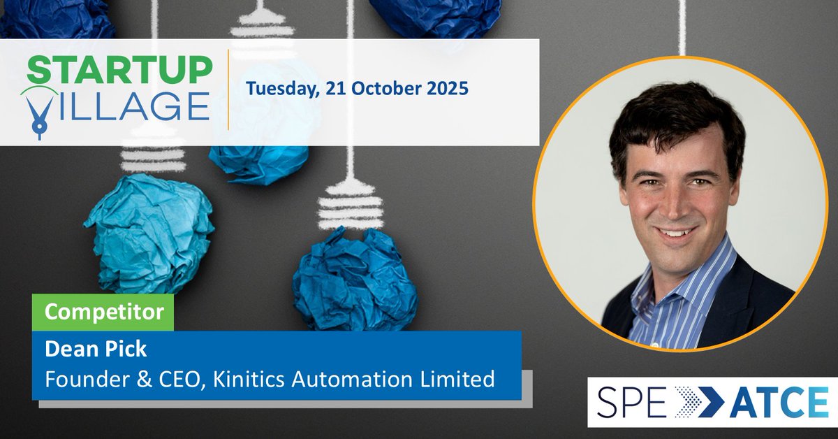 Kinitics_ATM's tweet photo. 📣 Big news from Kinitics Automation!

We’re proud to share that our Founder &amp; CEO, Dean Pick, will be pitching at the SPE International Startup Village Energy Startup Competition during ATCE 2025 in Houston on Tuesday, October 21st. https://t.co/q9ciAHqebO