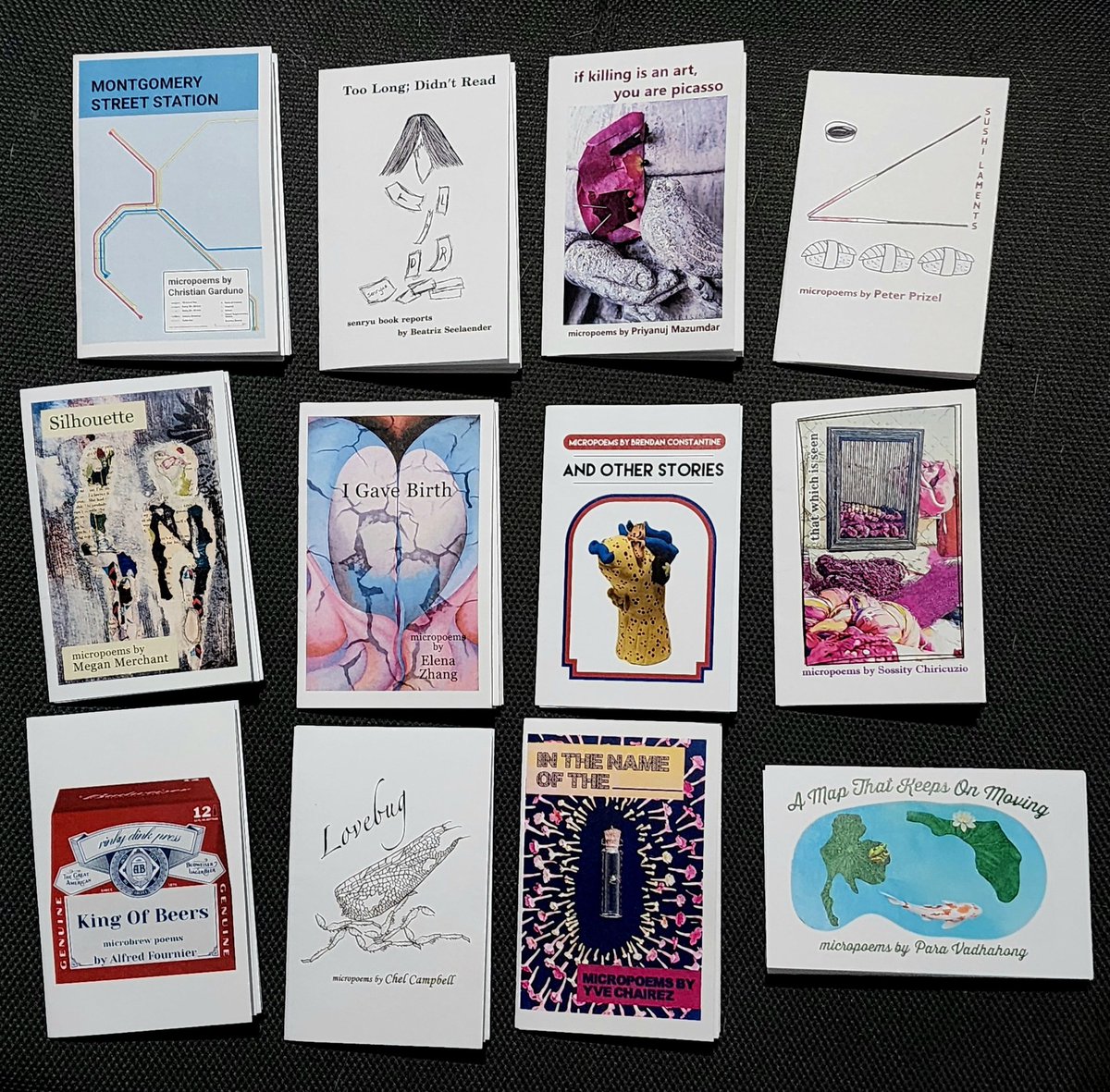 you can now buy the entirety of the wonderful micropoetry series 12 by <a href="/rinkydinkpress/">Rinky Dink Press</a> for only $15, which includes "if killing is an art, you are picasso" by yours truly: rinky-dink-press.square.site/product/series…