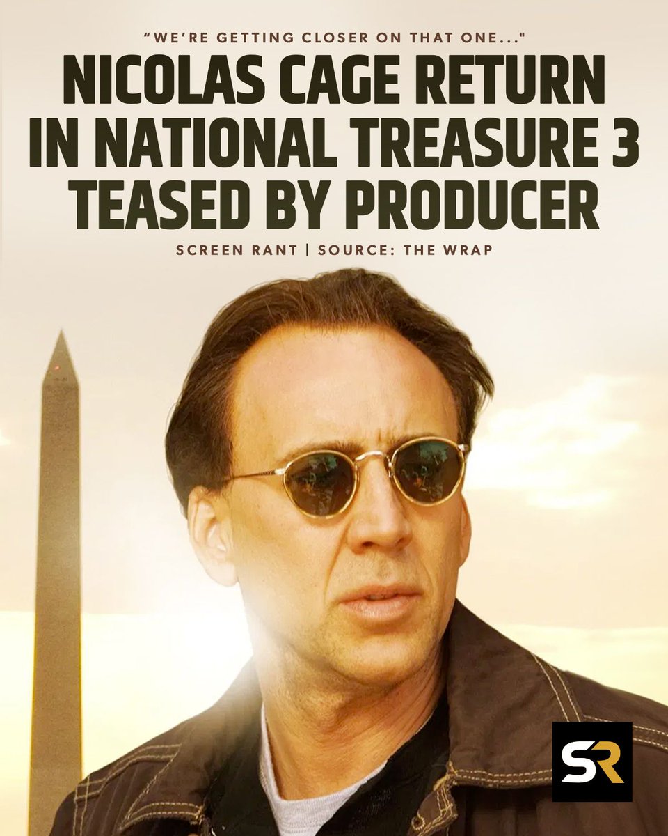 screenrant's tweet image. Producer Jerry Bruckheimer confirms that #NationalTreasure 3 is still in the works. “We’re getting closer on that one." 🎞️
Crucially, he also reveals that the expectation for the film is that both original director Jon Turteltaub and #NicolasCage will return. 🎬…