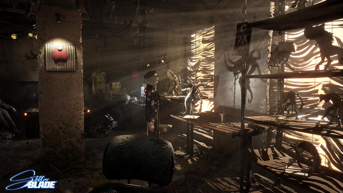 This dev team room in #StellarBlade is so cool.