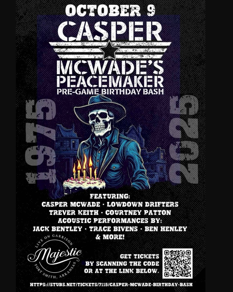 Peacemakerfest's tweet image. NEXT THURSDAY NIGHT!🔥 Kickoff Peacemaker weekend with Casper McWade's Birthday Bash! ⭐ 𝐔𝐬𝐞 𝐩𝐫𝐨𝐦𝐨 𝐜𝐨𝐝𝐞 “𝐂𝐚𝐬𝐩𝐞𝐫𝐁𝐁𝟏𝟓” 𝐚𝐭 𝐜𝐡𝐞𝐜𝐤𝐨𝐮𝐭 𝐟𝐨𝐫 𝟏𝟓% 𝐨𝐟𝐟 𝐲𝐨𝐮𝐫 𝐭𝐢𝐜𝐤𝐞𝐭!
