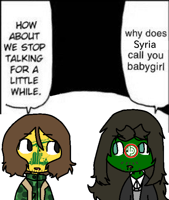Qassamipasserby's tweet photo. I fucked my finger, so I can't draw for like some days, take a really ugly amal movement and Hezbollah
#CountryHumans
#MilitaryHumans https://t.co/4THaDgn2P4