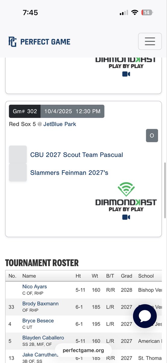Headed to WWBA in ft myers this weekend with CBU Scout Team Pascual 2027
