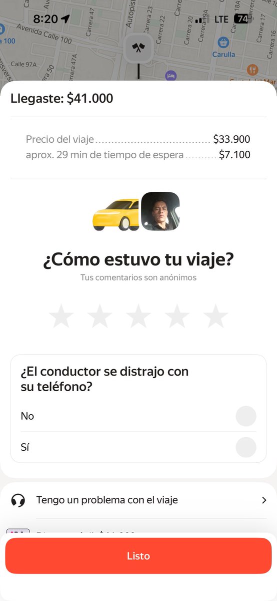 ladyjblue's tweet photo. Hoy sufrí de maltrato por parte un taxista que hace parte de la app @YangoApp, habilitó 30 min después de iniciada la carrera, por lo tanto la app marcó una penalidad adicional. El señor me sacó del carro, me empujó. @Citytv @PoliciaColombia https://t.co/BrUzRlVB1V