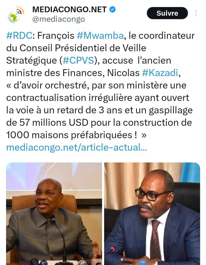 Penseur de la République 🇨🇩 (@penseurducongo) on Twitter photo #KazadiGate encore un autre 57 millions de dollars gaspillés pour la construction imaginaire de 1000 maisons selon <a href="/FrancoisMuamba/">François MUAMBA T.</a> 👇🏻👇🏻👇🏻 #KazadiGate encore un autre 57 millions de dollars gaspillés pour la construction imaginaire de 1000 maisons selon <a href="/FrancoisMuamba/">François MUAMBA T.</a> 👇🏻👇🏻👇🏻