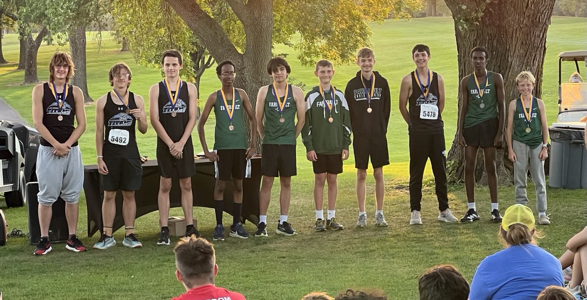 JV Boys coming home with hardware.  Owen (3rd), Keith (8th), Cassen (9th), David (10th).