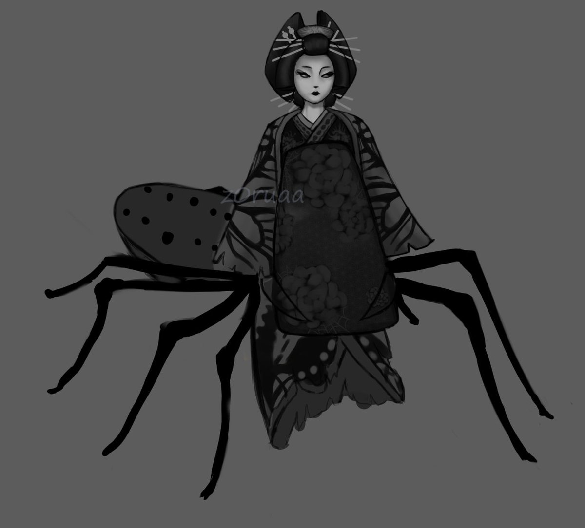 jorogumo concept so far! gonna make her scarier later on stream <3