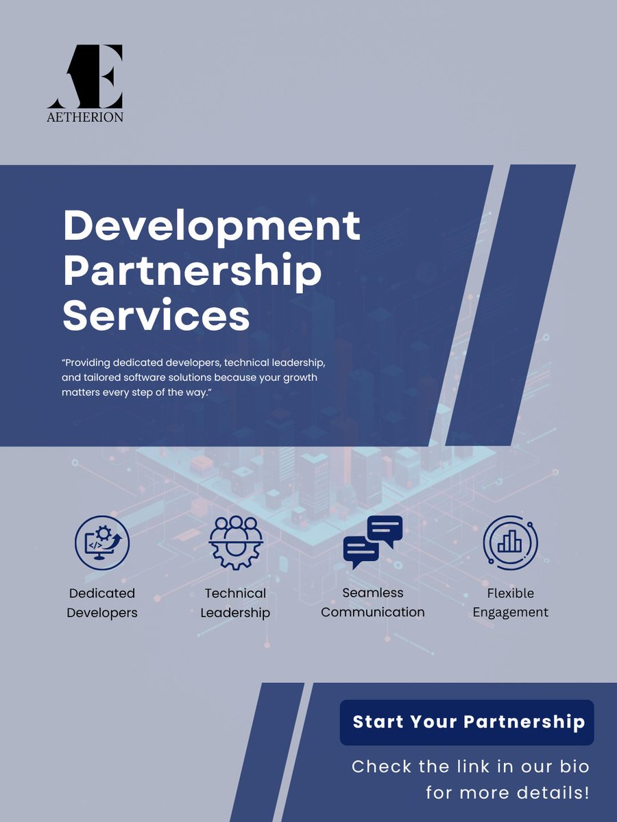 aetherion_ofc's tweet image. Accelerate your growth with Aetherion’s Development Partnership Services.
We provide the expertise and support your business needs to scale with confidence.
Your growth matters every step of the way.
Start your partnership today!
🔗Check the link in our bio for more details.