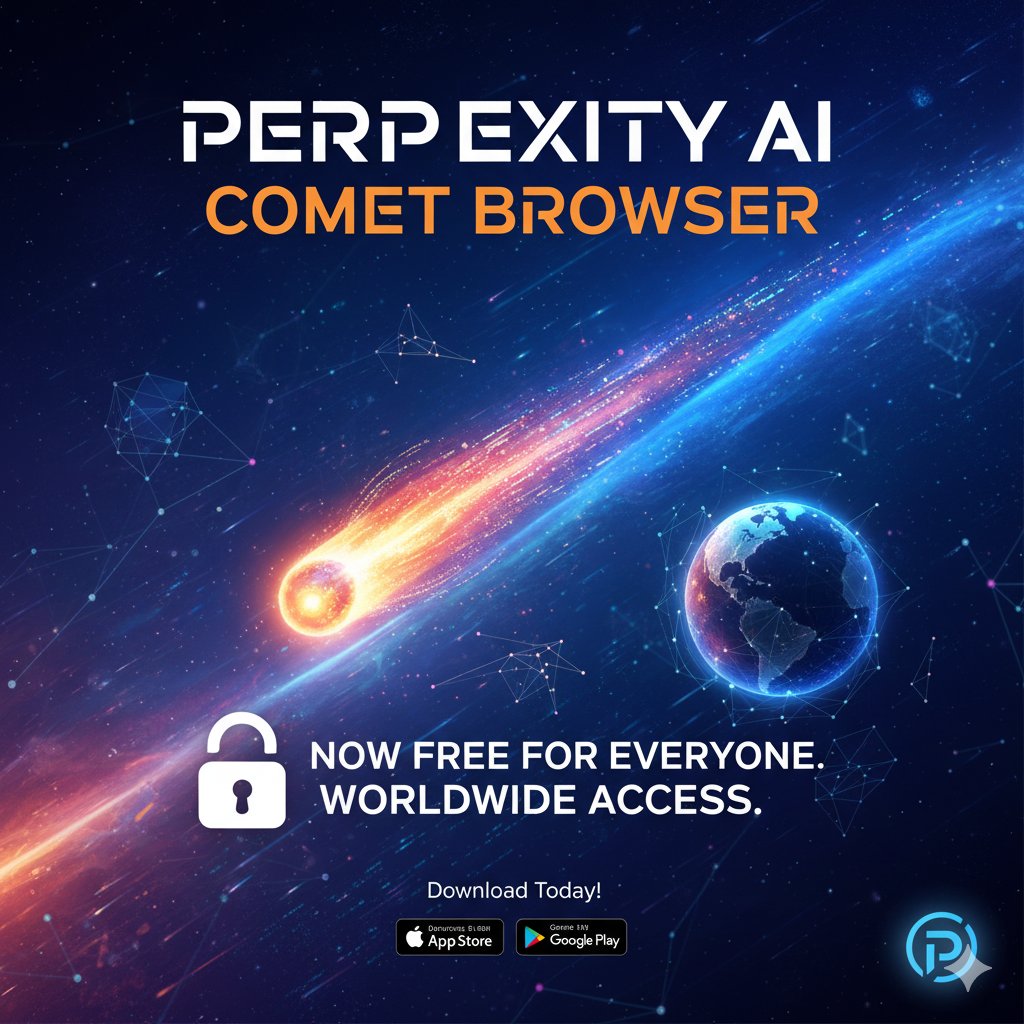 vikram_0_5_6's tweet image. It&apos;s official! 🎉 @Perplexity_AI&apos;s Comet Browser is now 100% FREE for everyone, everywhere. Go grab it! #CometBrowser #Perplexity #FreeTech