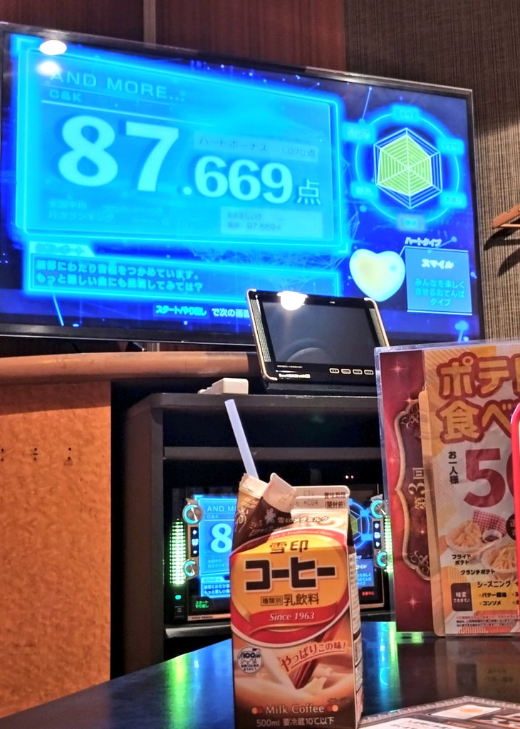 osaru419ckaka's tweet image. 久々に ヒトカラに🎤
原曲のキーのまま何度か挑戦😆
無敵のコーヒー牛乳を持参🥛
恐るべし✨
どんどん高音と声が安定して
83点からここまで伸びたよ🤣
よしっ
Ｙと嗚呼 麗しき〜に挑戦してみよ🤭

#candk
#ANDMORE
#CLIEVY のkeyたけぇー🫣