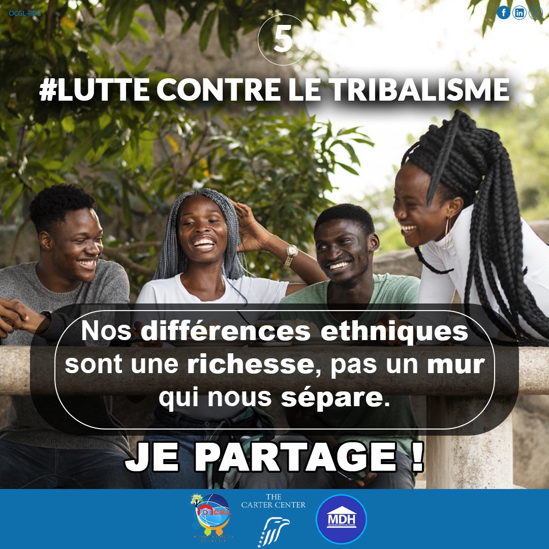 📣𝐂𝐚𝐦𝐩𝐚𝐠𝐧𝐞 𝐬𝐮𝐫 𝐥𝐚 𝐋𝐮𝐭𝐭𝐞 𝐜𝐨𝐧𝐭𝐫𝐞 𝐥𝐞 𝐭𝐫𝐢𝐛𝐚𝐥𝐢𝐬𝐦𝐞  📣

Nos différences ethniques sont une richesse, pas un mur qui nous sépare.

#NonViolence
#NonAuTribalisme 
#PaixAKinshasa
#JeunesseConsciente
#luttecontreladesinformation
<a href="/CongoMdj/">MDJCongo</a> <a href="/RDC_JPS/">𝐂𝐨𝐚𝐥𝐢𝐭𝐢𝐨𝐧 𝐂𝐨𝐧𝐠𝐨𝐥𝐚𝐢𝐬𝐞 𝐉𝐏𝐒</a>