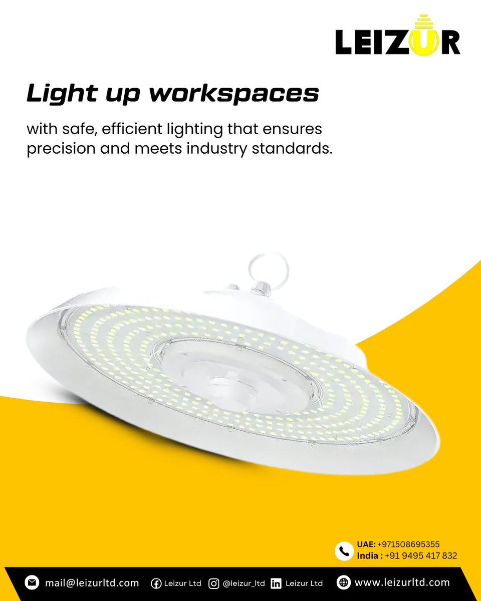 LeizurL's tweet image. Light up workspaces with safe, efficient lighting that ensures precision and meets industry standards.

Get in touch at leizurltd.com
 or contact us at +971508695355 (UAE) or +91 9495 417 832 (India).

#WorkspaceLighting #LEDLighting #TechSolutions #WorkplaceEfficiency