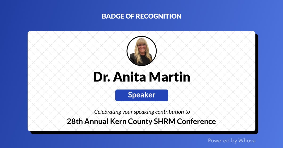 Thrilled to share that I just spoke at 28th Annual Kern County SHRM Conference! Big thanks to the organizers and everyone who joined the session.🌟 Your presence made it special!

 - via #Whova event app