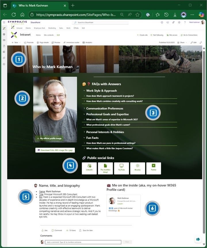 mkashman's tweet image. 🕵️ Remove the mystery | Create a SharePoint page that’s all “About you” to introduce yourself to your coworkers. 

🆕 #KashBox article, “Who are you (at work)?”

Read how to, create your own, and share it 📄 kashbox.substack.com/p/who-are-you-…